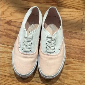 Vans Women's Pink and White Canvas Sneakers